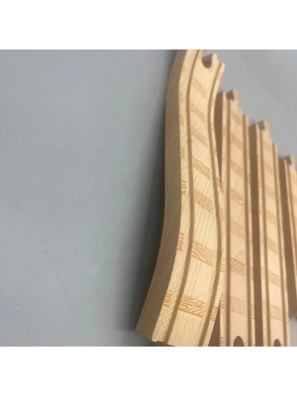 set of 9 Wooden Train Track Pieces Straight Curved Connectors Toy Train Systems